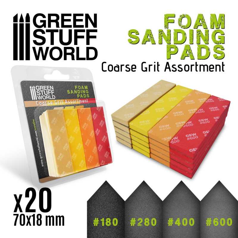 10977 - SPUGNA ABRASIVA EVA - Assortimento grana grossa x20 - GREEN STUFF WORLD