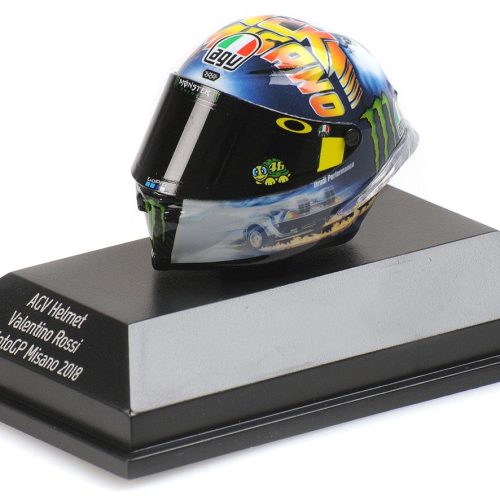 399180096 – CASCO AGV VALENTINO ROSSI MOTOGP MISANO 2018 Scala 1:8 MINICHAMPS