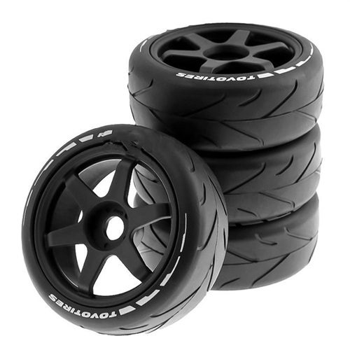 1:8 stradali treno ruote complete diametro105mm black (4pz)
