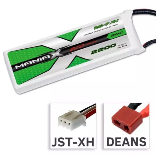 2s 2200mAh attacco DEANS 30C di scarica 7,4v Max. Pacco Batteria Lipo ManiaX