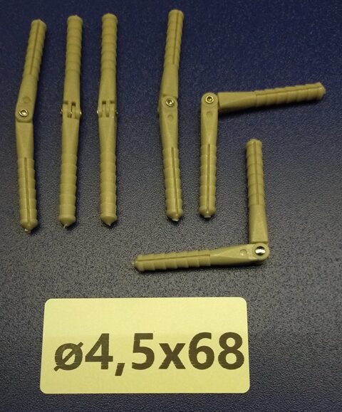 cerniere a perno modellismo ø4,5mm x 68mm  5 pezzi con perni metallici per parti mobili