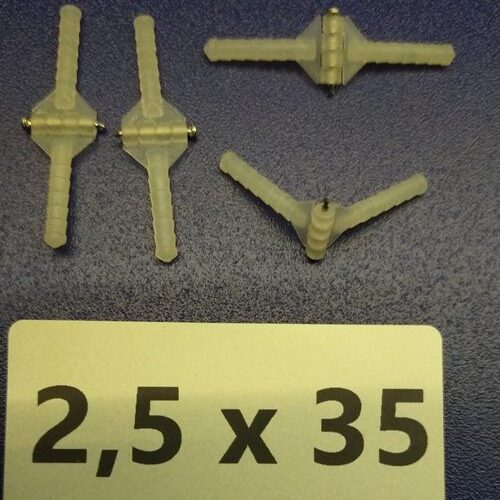 cerniere a perno modellismo ø2,5mm x 35mm  4 pezzi con perni metallici per parti mobili