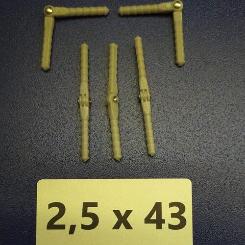 cerniere a perno modellismo ø2,5mm x 43mm 5 pezzi con perni metallici per parti mobili