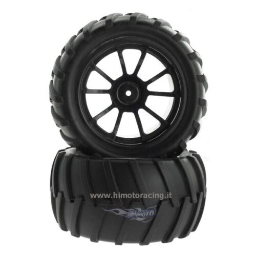 H08010BL – Coppia ruote complete nere scala 1:10 esagono interno 12mm (2pz) – HIMOTO