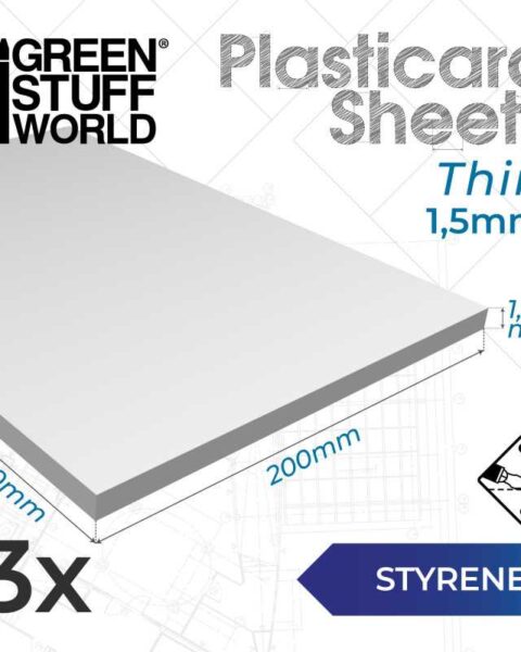 13225 Fogli di polistirolo 1.5 mm Pack x3 lastre GREEN STUFF WORLD