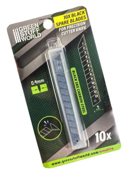 3332 Pack 10x Lamette NERE 9mm GREEN STUFF WORLD