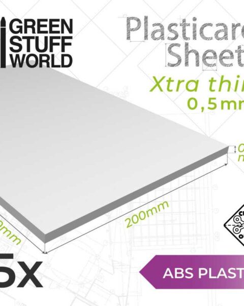 9105 Foglio Plasticard ABS 0'5 mm - 5 lastre GREEN STUFF WORLD
