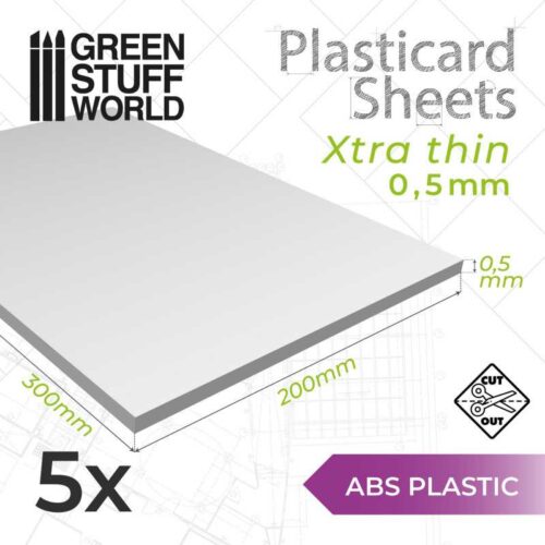 9105 Foglio Plasticard ABS 0’5 mm – 5 lastre GREEN STUFF WORLD