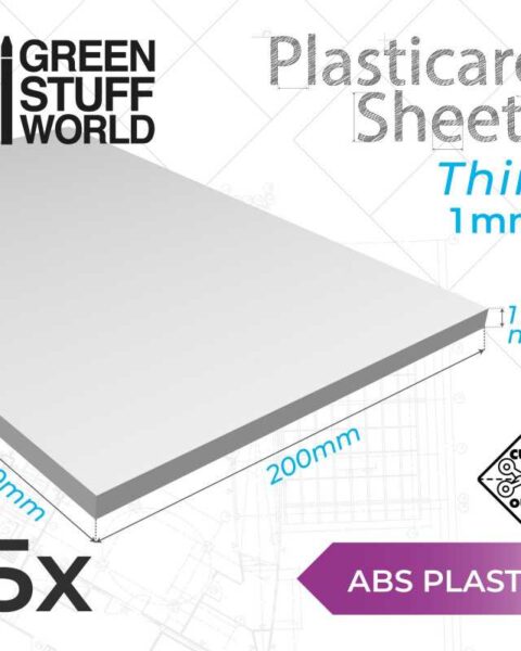 9106 Foglio Plasticard ABS 1mm - 5 lastre GREEN STUFF WORLD