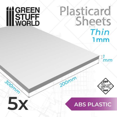 9106 Foglio Plasticard ABS 1mm – 5 lastre GREEN STUFF WORLD