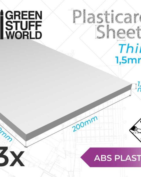 9107 Foglio Plasticard ABS 1'5 mm - 3 lastre GREEN STUFF WORLD