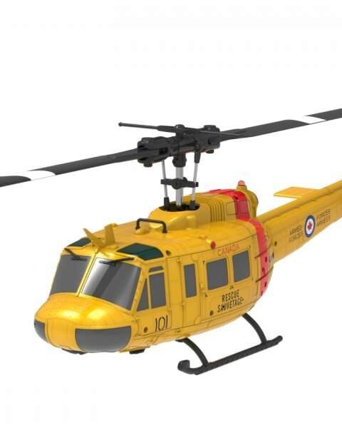 Elicottero RC Bell UH-1DX (Canada)  Versione con radio pronta al volo con doppia batteria lipo, pale di ricambio e carrello di ricambio cod. 16401