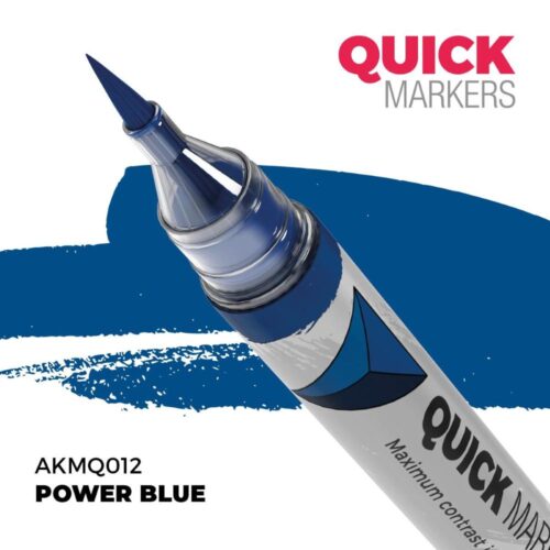 AK Interactive, AK-MQ012, Power Blue Quick Markers, pennarello acrilico ad asciugatura rapida
