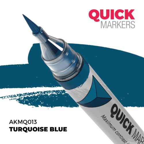 AK Interactive, AK-MQ013, Turquoise Blue Quick Markers, pennarello acrilico ad asciugatura rapida