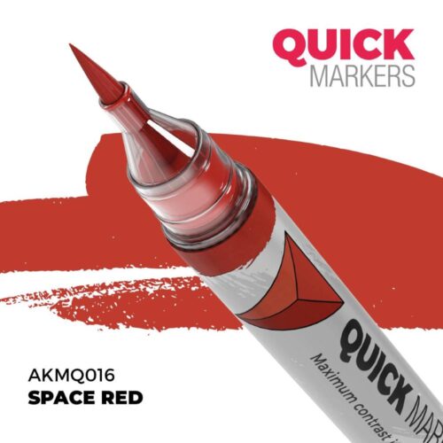 AK Interactive, AK-MQ016, Space Red Quick Markers, pennarello acrilico ad asciugatura rapida