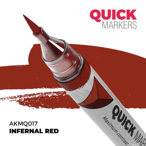 AK Interactive, AK-MQ017, Infernal Red Quick Markers, pennarello acrilico ad asciugatura rapida