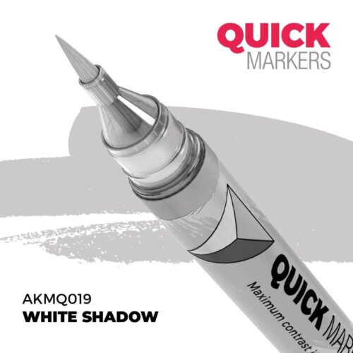 AK Interactive, AK-MQ019, White Shadow Quick Markers, pennarello acrilico ad asciugatura rapida