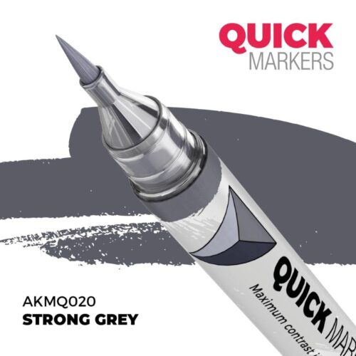 AK Interactive, AK-MQ020, Strong Grey Quick Markers, pennarello acrilico ad asciugatura rapida