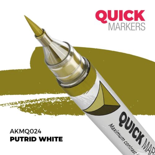 AK Interactive, AK-MQ024, Putrid White Quick Markers, pennarello acrilico ad asciugatura rapida
