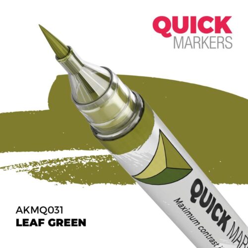 AK Interactive, AK-MQ031, Leaf Green Quick Markers, pennarello acrilico ad asciugatura rapida