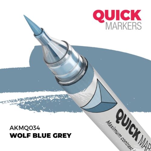 AK Interactive, AK-MQ034, Wolf Blue Grey Quick Markers, pennarello acrilico ad asciugatura rapida