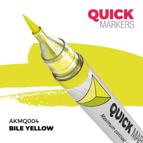 AK Interactive, AK-MQ004, Bile Yellow Quick Markers, pennarello acrilico ad asciugatura rapida