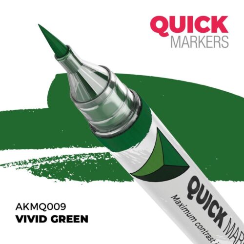 AK Interactive, AK-MQ009, Vivid Green Quick Markers, pennarello acrilico ad asciugatura rapida
