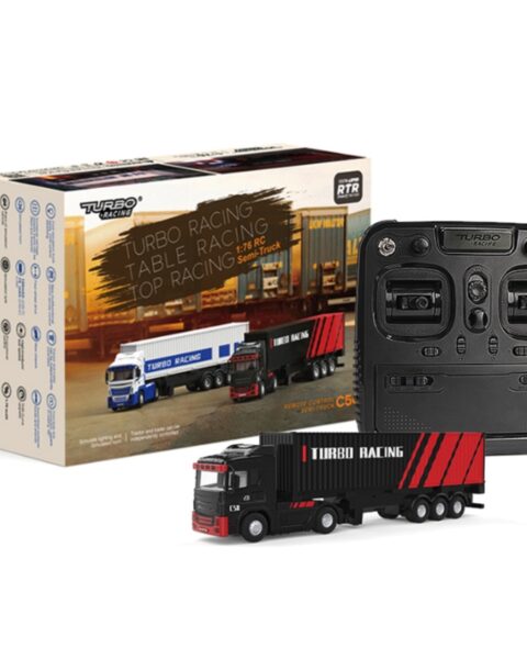 Turbo Racing 1/76 C50 RC Semi-Truck with trailer RTR (black)