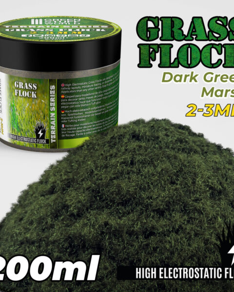 GSW11146 Prato Elettrostatico 2-3mm - DARK GREEN MARSH - 200ml GREEN STUFF WORLD